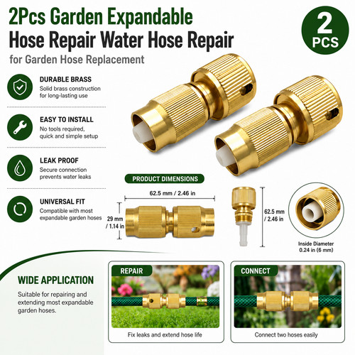 Expandable hose repair - hose, adaptor